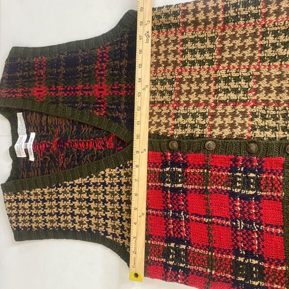 Vtg Robert Scott Hand Knitted Sweater Vest Womens PL Patchwork Holiday - Picture 5 of 8